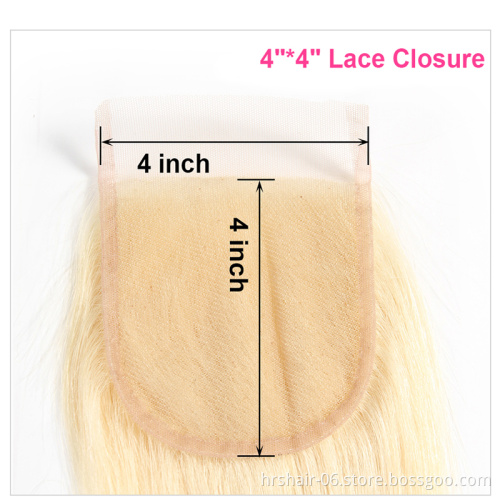 613 Blonde Bundles Brazilian Virgin Hair Straight Human Hair Weave 3 Bundles With 4*4 Lace clsoure